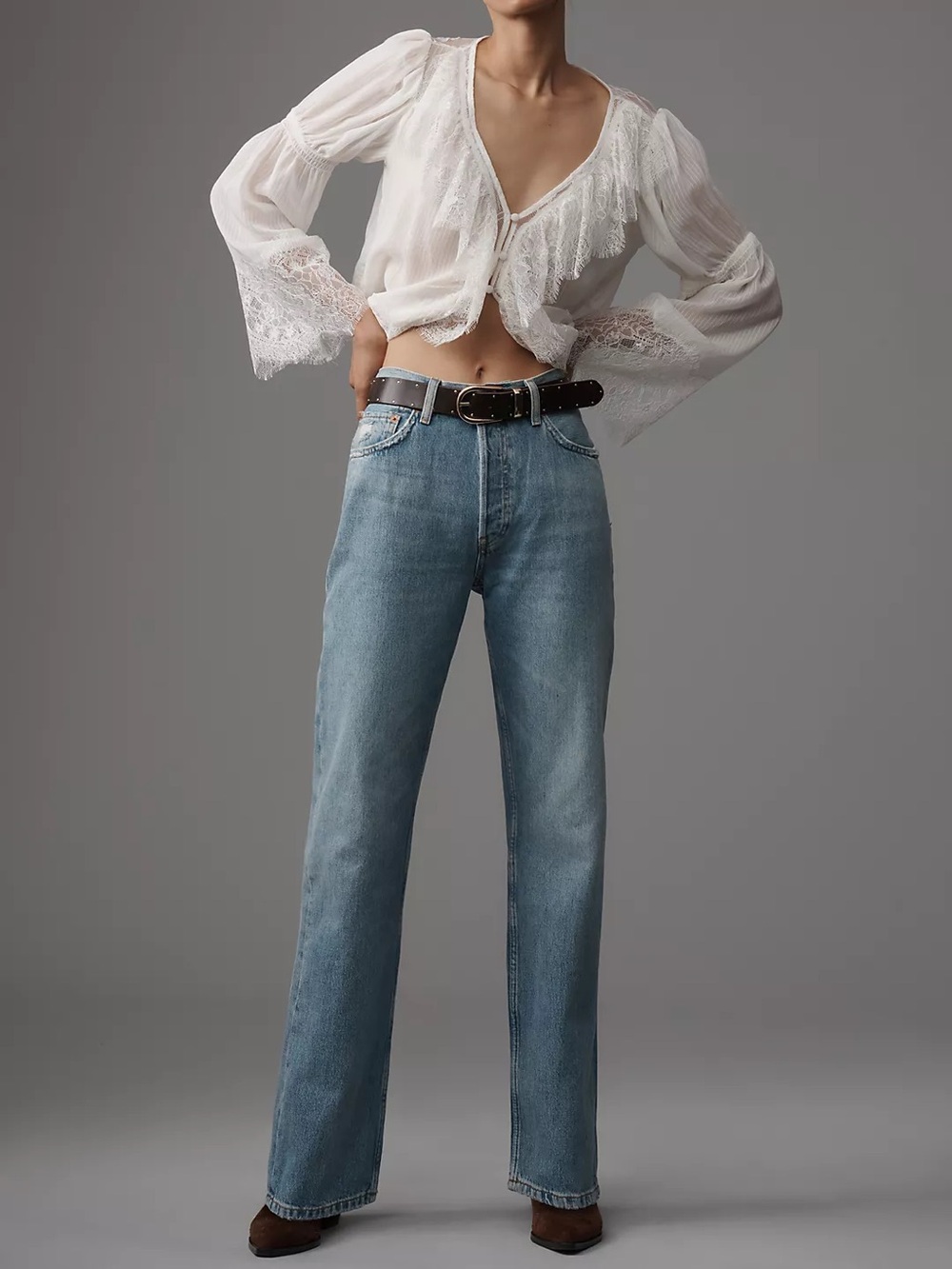High-Rise Straight Leg Women’s Jeans in Light Blue